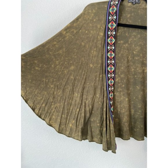 POL women's‎ medium green open front kimono aztec patterned casual cardigan - Picture 5 of 8